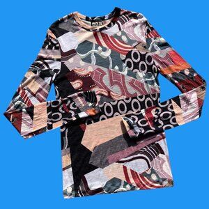 Jean Paul Gaultier JPG Vintage Stretchy Colorful Long Sleeve Shirt Size 48 M L